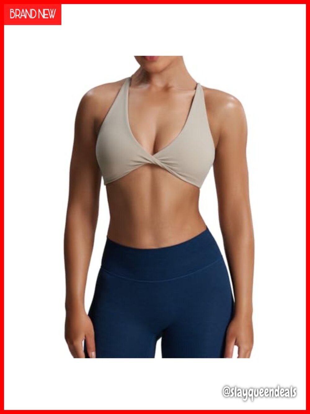 Women's Twist Sports Bra Nylon Spandex Padded Low Support Gym Yoga